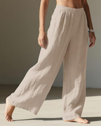 Adeline Pantaloni Donna Palazzo – Misto Lino, Vita Elasticizzata & Tasche