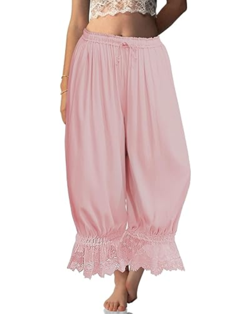 Ivy Pantaloni damă tip bloomer – in misto, dantelă cu volan și șnur de ajustare