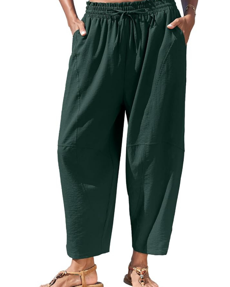 Eleanor – Pantaloni harem de damă cu talie înaltă, croială largă și buzunare ascunse