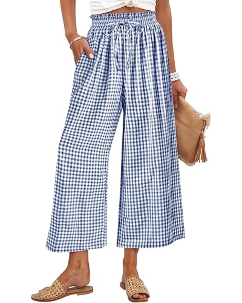 Madison pantaloni cropped pentru femei – Rayon, talie cu smock și buzunare laterale