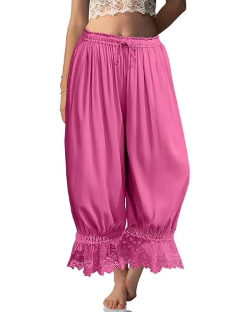 Ivy Pantaloni damă tip bloomer – in misto, dantelă cu volan și șnur de ajustare