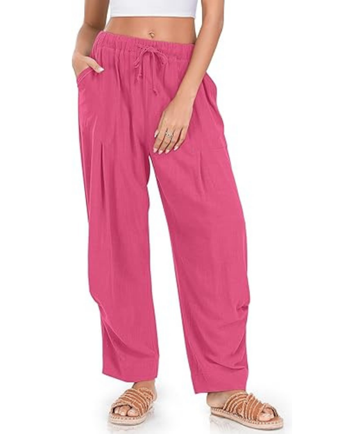 Beatrice Pantaloni Donna Harem – Misto Lino, Coulisse & Tasche a Sacco