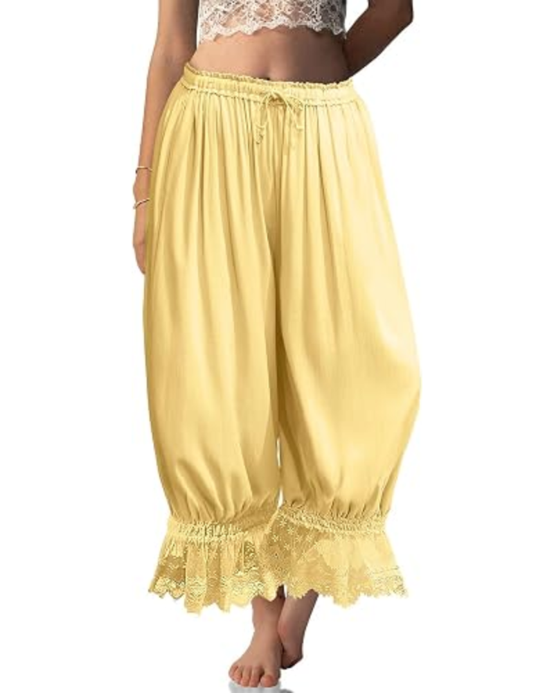 Ivy Pantaloni damă tip bloomer – in misto, dantelă cu volan și șnur de ajustare