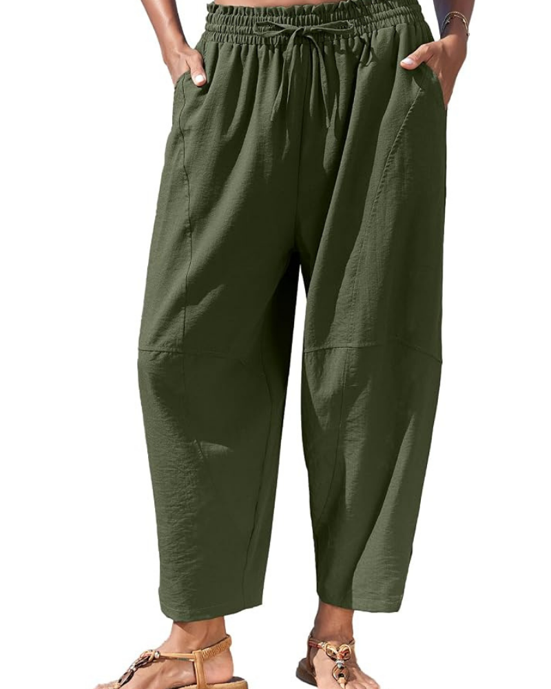 Eleanor – Pantaloni harem de damă cu talie înaltă, croială largă și buzunare ascunse