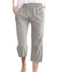 Megan Damen-Caprihose – Leinenmischung, hoher Bund, Kordelzug & Taschen