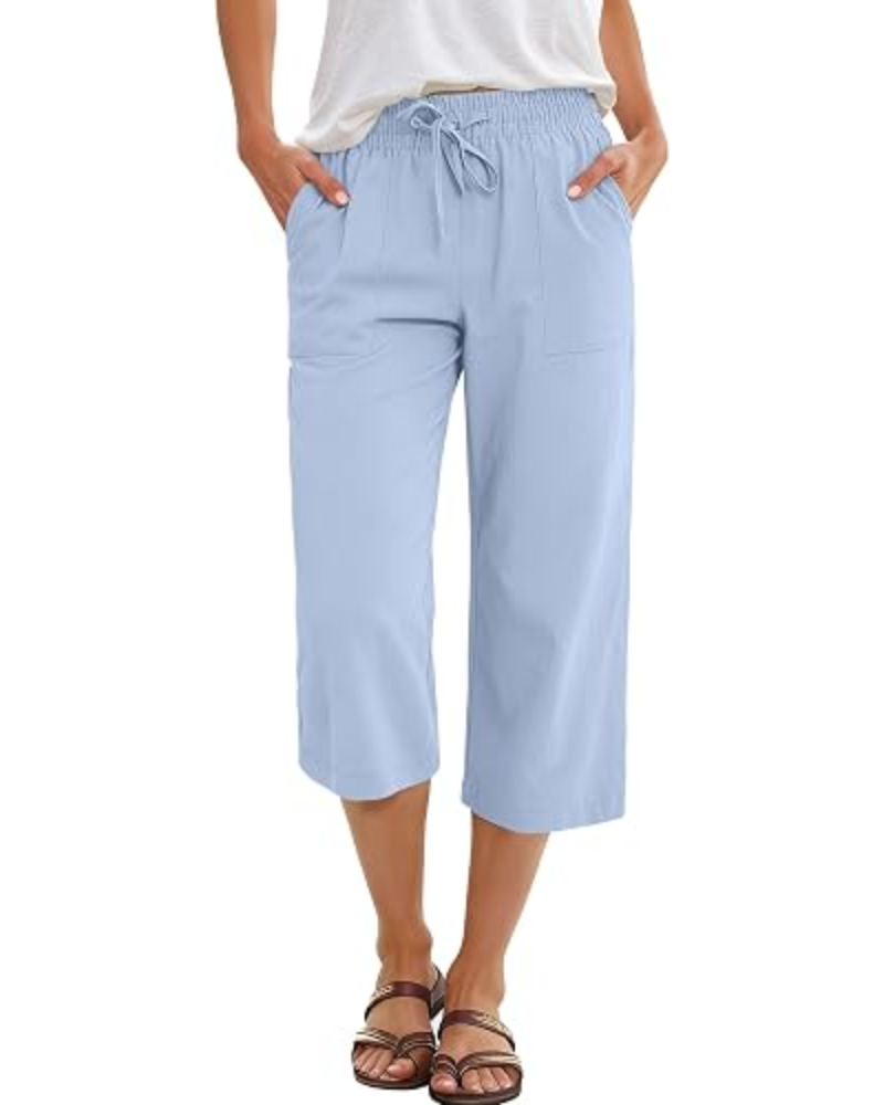 Lily Caprihose für Damen – hohe Taille, Kordelzug & fließender Rayonstoff