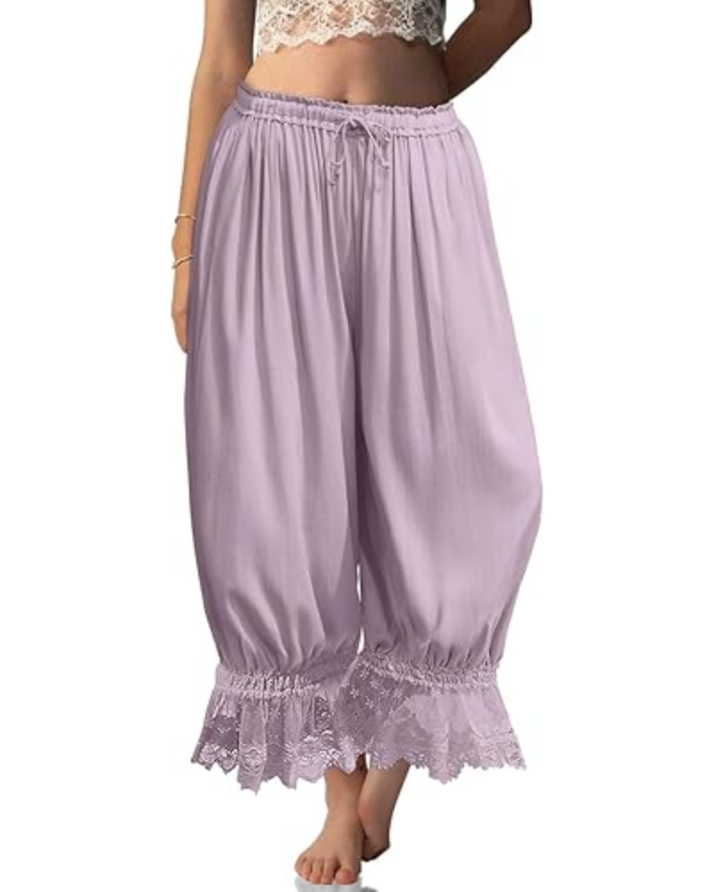 Ivy Pantaloni damă tip bloomer – in misto, dantelă cu volan și șnur de ajustare