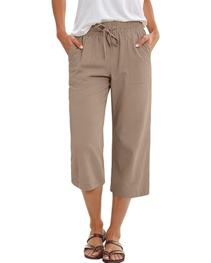 Lily Caprihose für Damen – hohe Taille, Kordelzug & fließender Rayonstoff