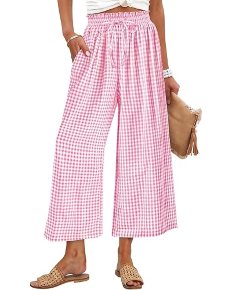 Madison pantaloni cropped pentru femei – Rayon, talie cu smock și buzunare laterale