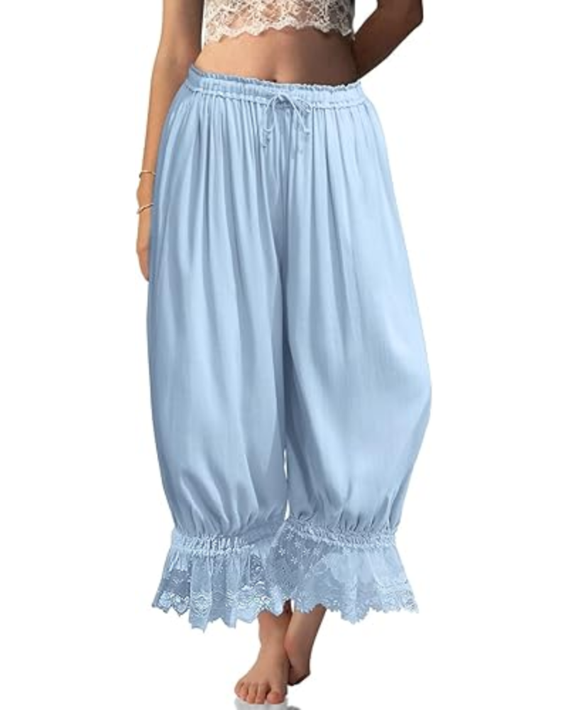 Ivy Pantaloni damă tip bloomer – in misto, dantelă cu volan și șnur de ajustare