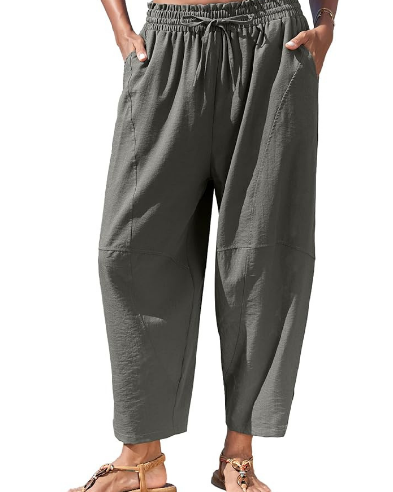 Eleanor – Pantaloni harem de damă cu talie înaltă, croială largă și buzunare ascunse