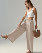 Adeline Pantaloni Donna Palazzo – Misto Lino, Vita Elasticizzata & Tasche