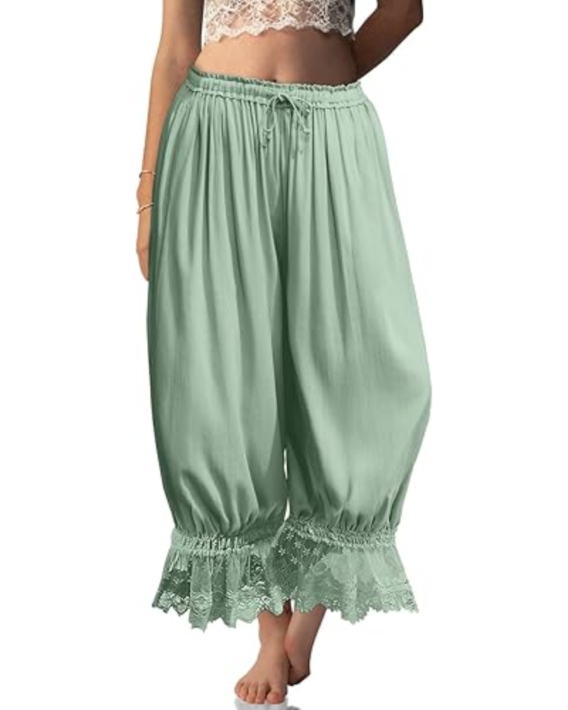 Ivy Pantaloni damă tip bloomer – in misto, dantelă cu volan și șnur de ajustare