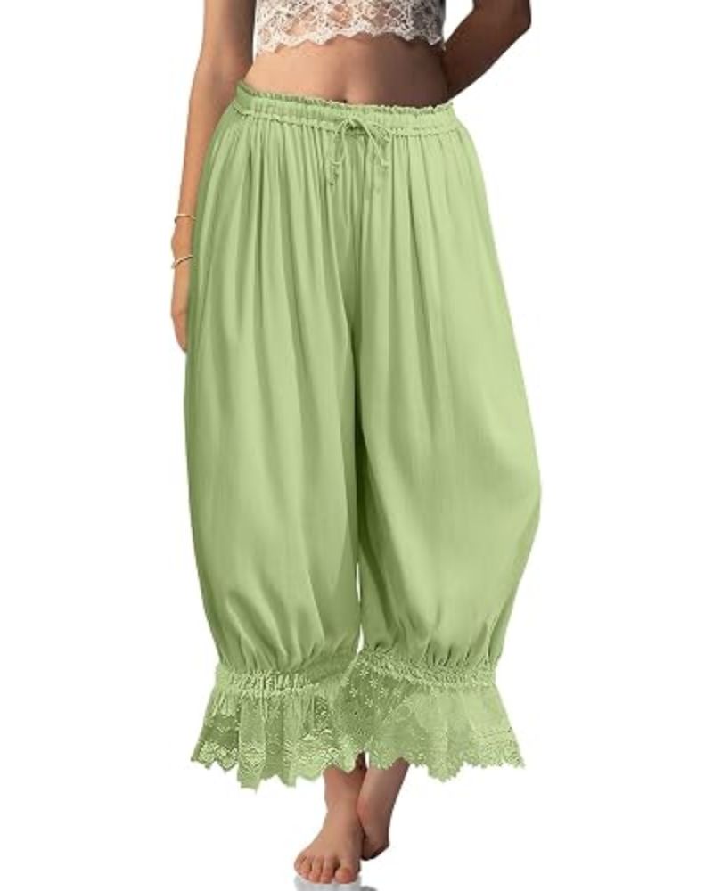 Ivy Pantaloni damă tip bloomer – in misto, dantelă cu volan și șnur de ajustare
