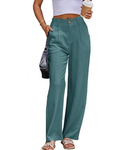 Katherine Pantaloni Donna Lino – Vita Alta, Chiusura Zip & Tasche Laterali