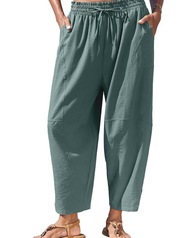 Eleanor – Pantaloni harem de damă cu talie înaltă, croială largă și buzunare ascunse