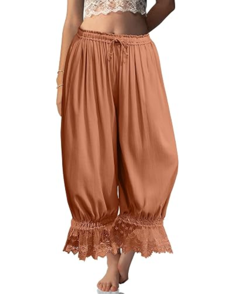 Ivy Pantaloni damă tip bloomer – in misto, dantelă cu volan și șnur de ajustare
