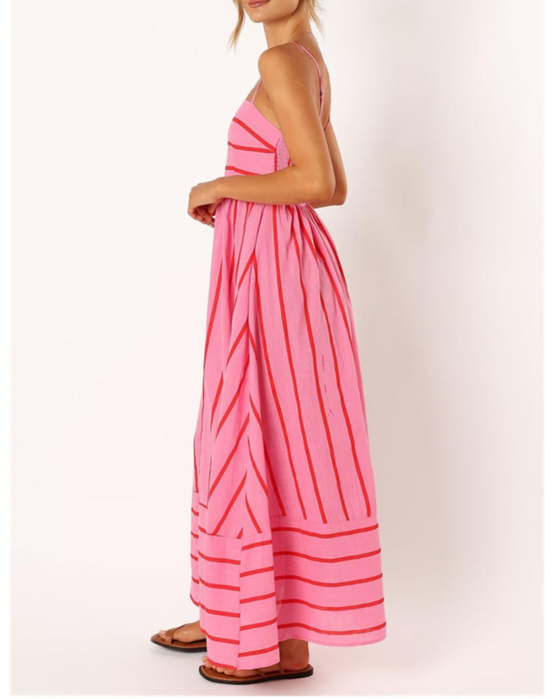 Naomi Women's Maxi Vest – Colorful Stripe Print, Fluid Fit & Summer Style