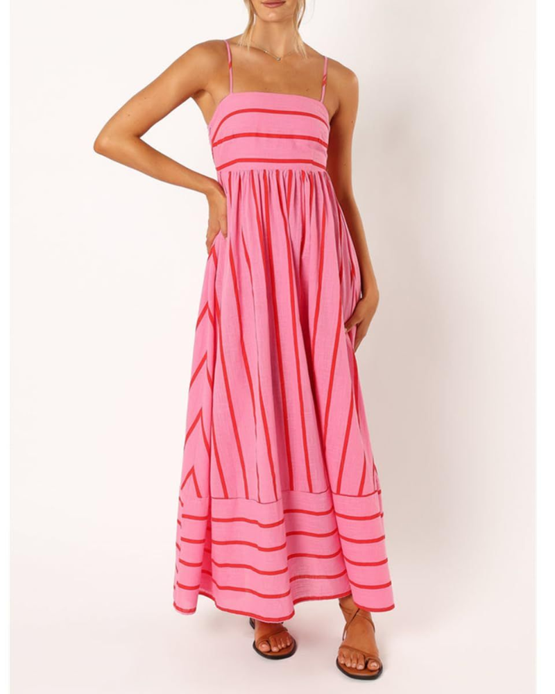 Naomi Gilet Femme Maxi – Imprimé Rayures Colorées, Coupe Fluide & Style Estival