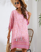 Elena Abito Estivo Donna – Vestito Boho con Scollo a V, Maniche 3/4 & Stampa Floreale