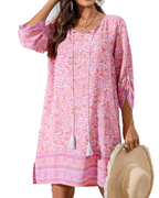 Elena Abito Estivo Donna – Vestito Boho con Scollo a V, Maniche 3/4 & Stampa Floreale