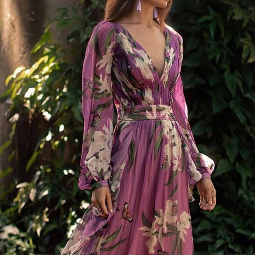 Natalia Robe Maxi Femme – Élégante Florale, Tissu Léger & Style Estival Raffiné