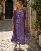 Beverly Completo Donna 2 Pezzi – Abito Midi Floreale con Cardigan in Tulle