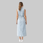 Rosalie Robe Femme Denim – Robe d'Été Sans Manches avec Boutons Casual Chic