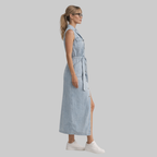 Rosalie Robe Femme Denim – Robe d'Été Sans Manches avec Boutons Casual Chic