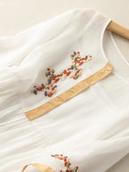 Elisa Robe Femme Brodée – Robe Coton Lin Élégante, Design Traditionnel Chic