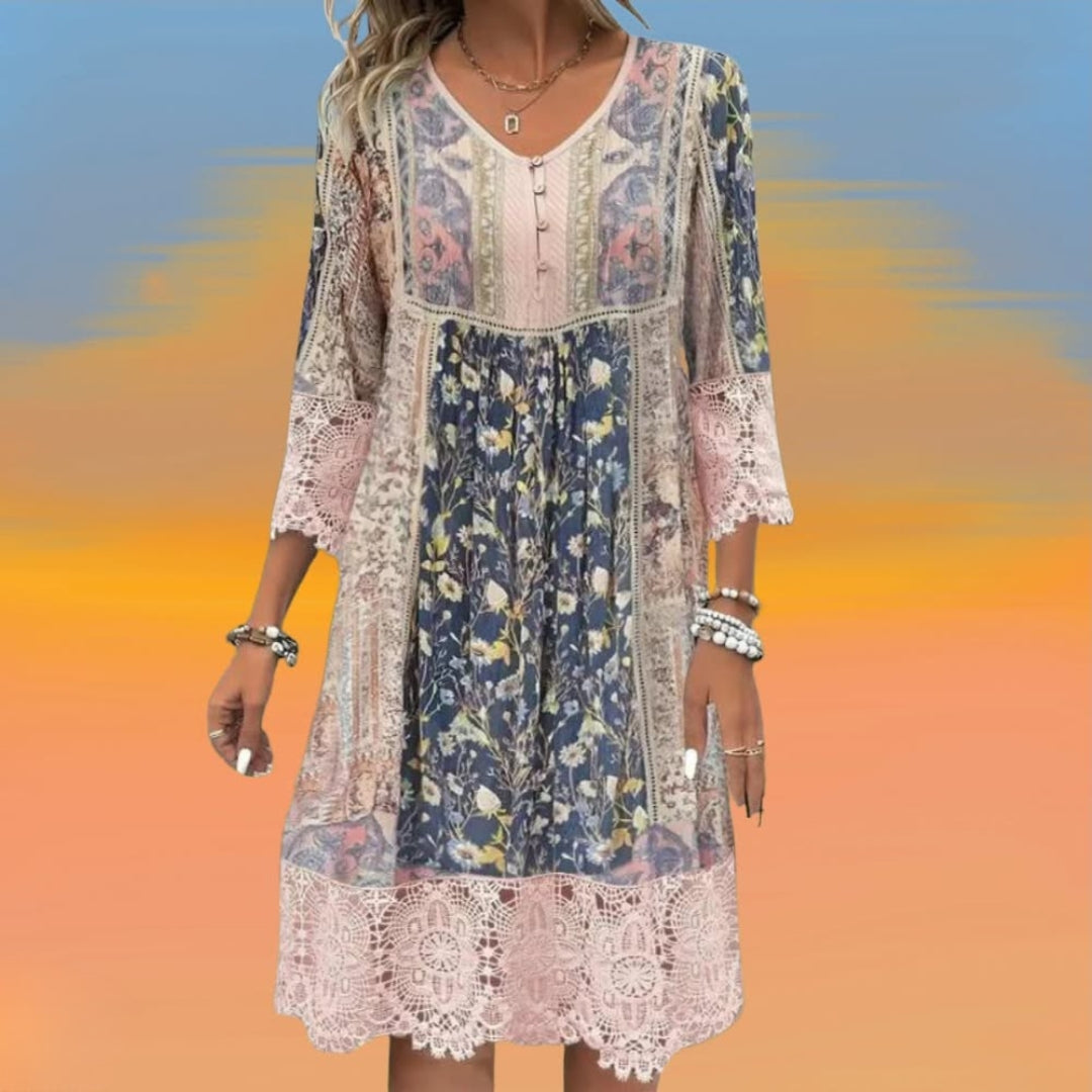 Robe bohème chic Boho Luxe pour femme – Robe bohème élégante avec boutons chic décontracté