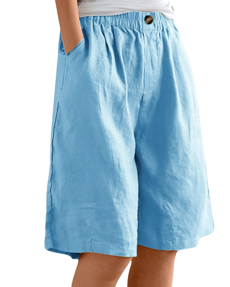 Savannah Damen Bermuda-Shorts – 100% Baumwolle, hoher Bund, Taschen & weiter Beinverlauf
