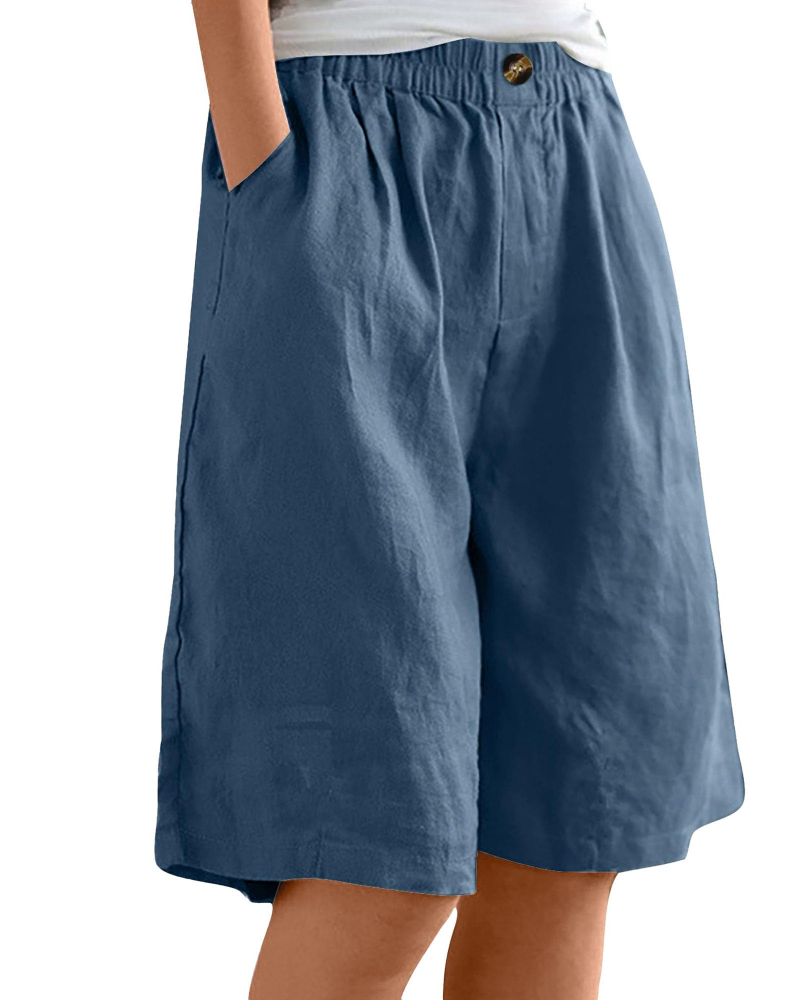 Savannah Damen Bermuda-Shorts – 100% Baumwolle, hoher Bund, Taschen & weiter Beinverlauf