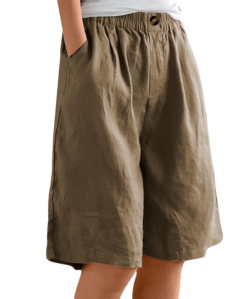 Savannah Damen Bermuda-Shorts – 100% Baumwolle, hoher Bund, Taschen & weiter Beinverlauf