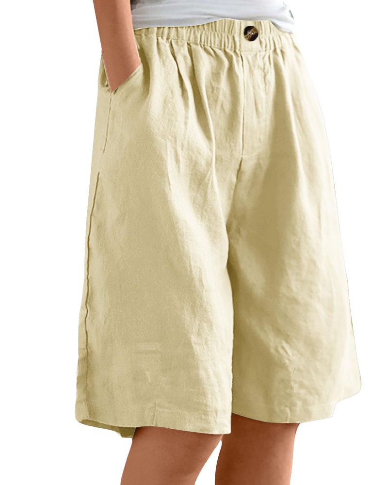 Savannah Damen Bermuda-Shorts – 100% Baumwolle, hoher Bund, Taschen & weiter Beinverlauf
