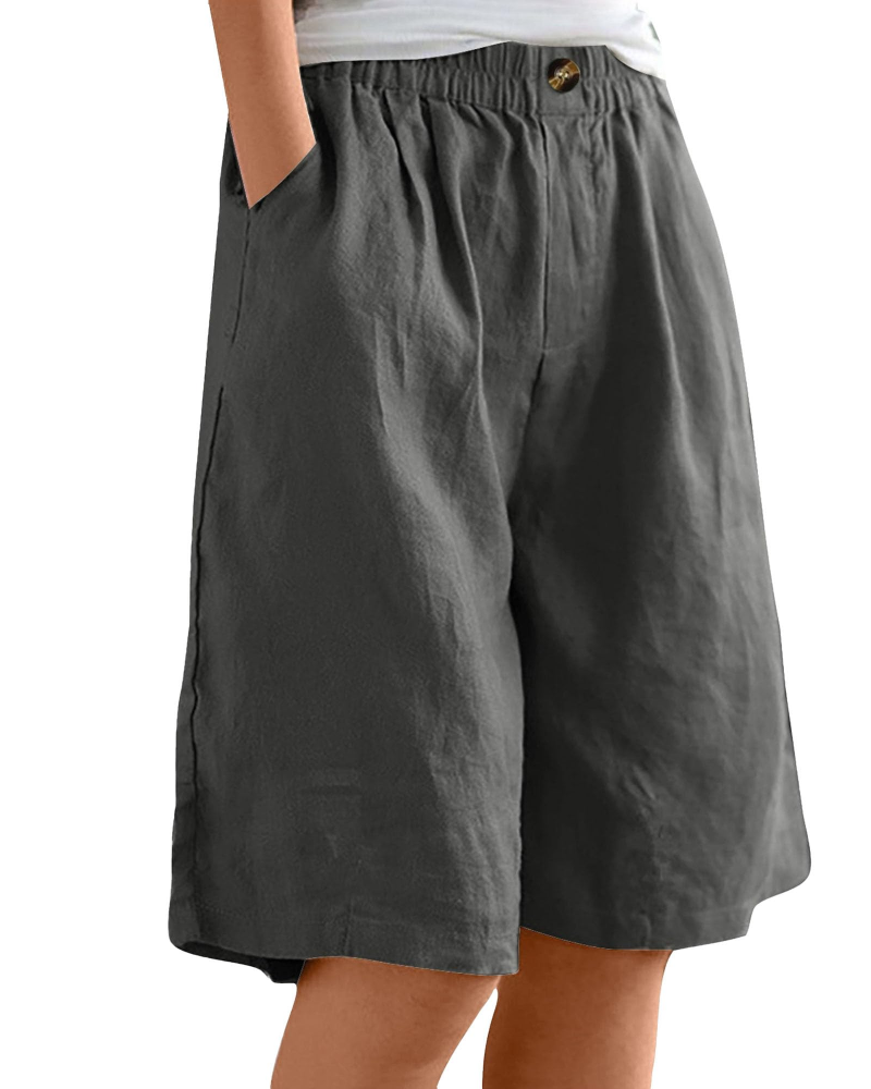 Savannah Damen Bermuda-Shorts – 100% Baumwolle, hoher Bund, Taschen & weiter Beinverlauf