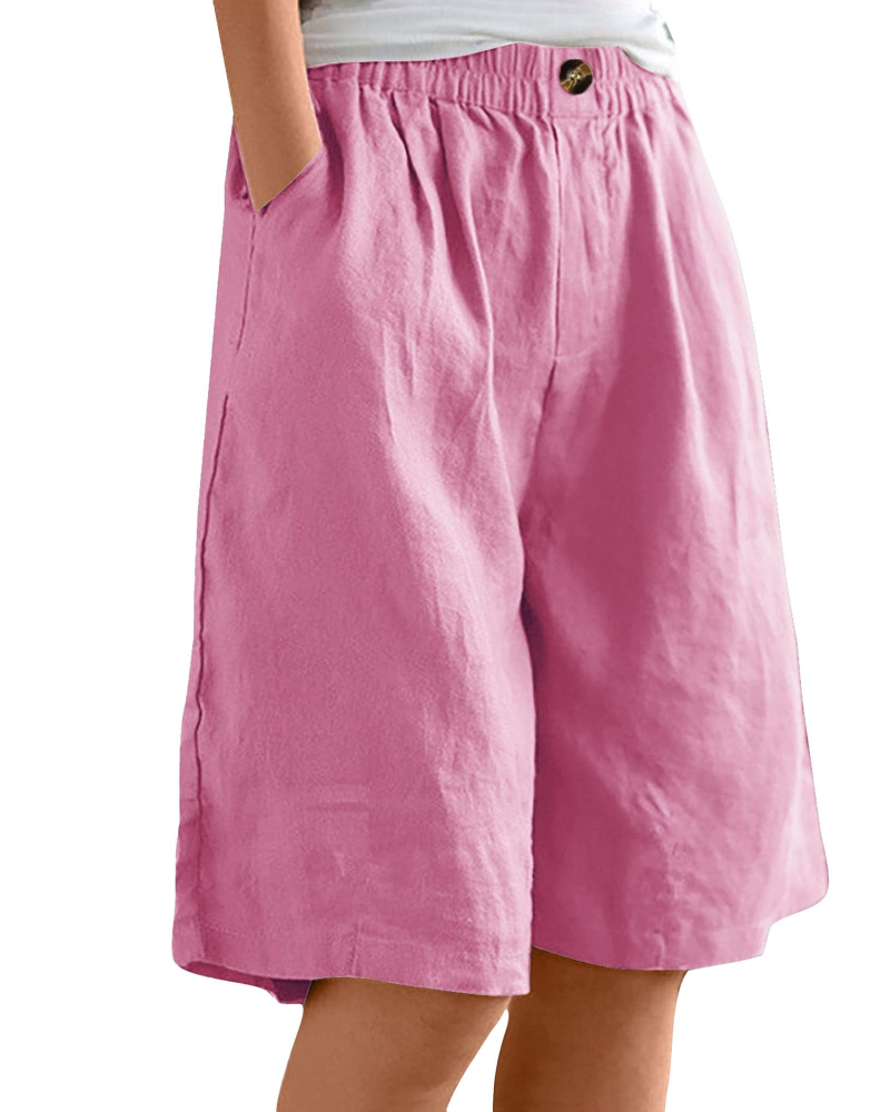 Savannah Damen Bermuda-Shorts – 100% Baumwolle, hoher Bund, Taschen & weiter Beinverlauf