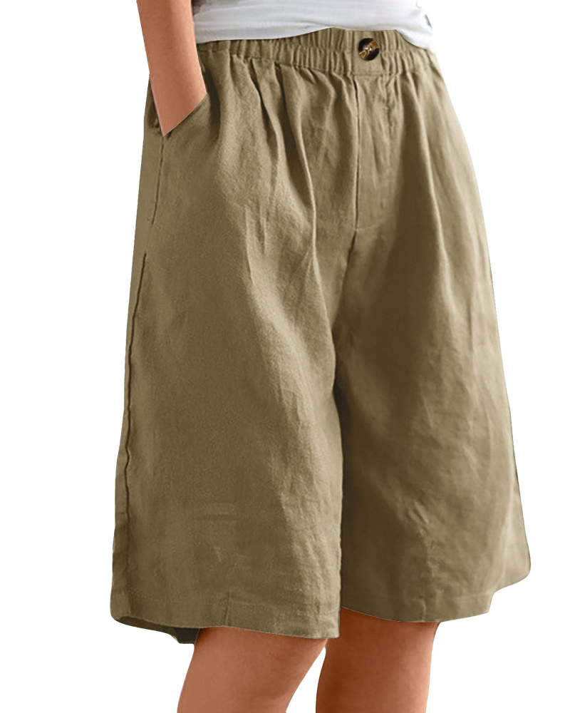 Savannah Damen Bermuda-Shorts – 100% Baumwolle, hoher Bund, Taschen & weiter Beinverlauf