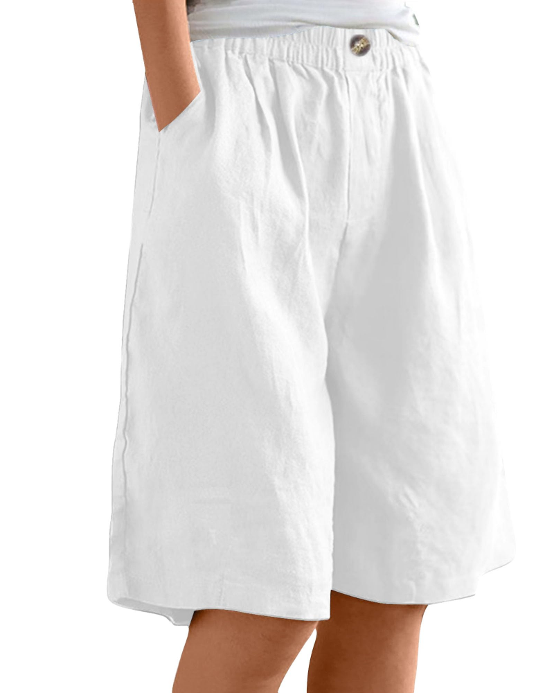 Savannah Damen Bermuda-Shorts – 100% Baumwolle, hoher Bund, Taschen & weiter Beinverlauf