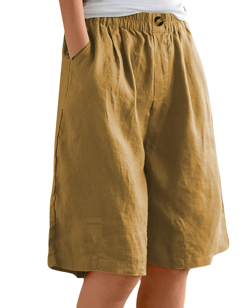 Savannah Damen Bermuda-Shorts – 100% Baumwolle, hoher Bund, Taschen & weiter Beinverlauf