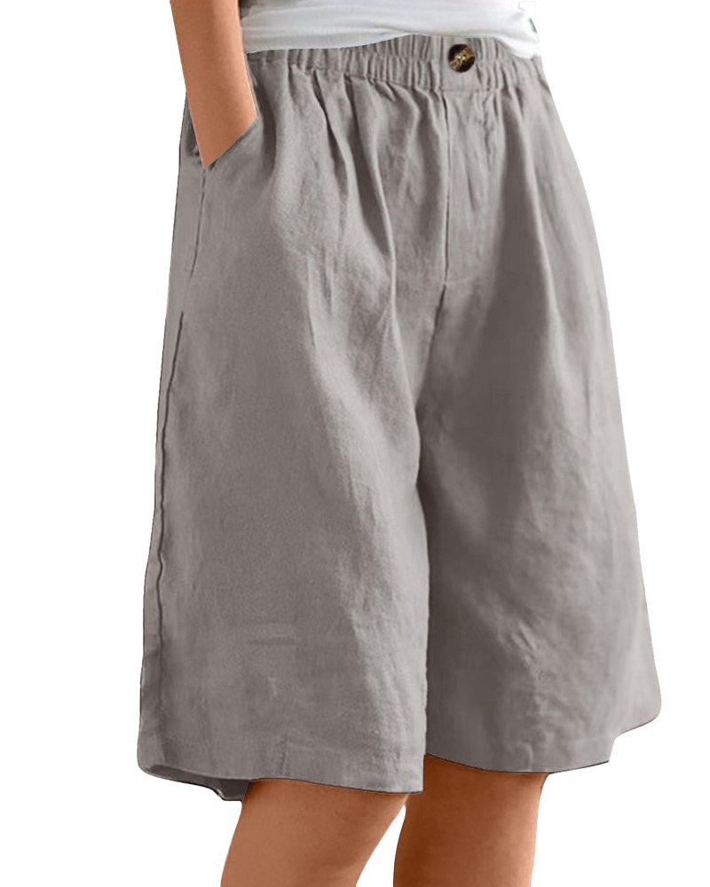 Savannah Damen Bermuda-Shorts – 100% Baumwolle, hoher Bund, Taschen & weiter Beinverlauf
