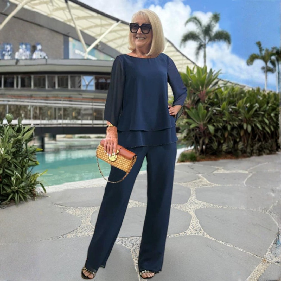 Shara Ensemble Femme Deux Pièces – Tenue d'Été avec Pantalon, Coupe Confortable Décontractée Chic