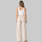 Selena Pantalon Femme Large Élégant – Pantalon Fluide avec Cordon Factice