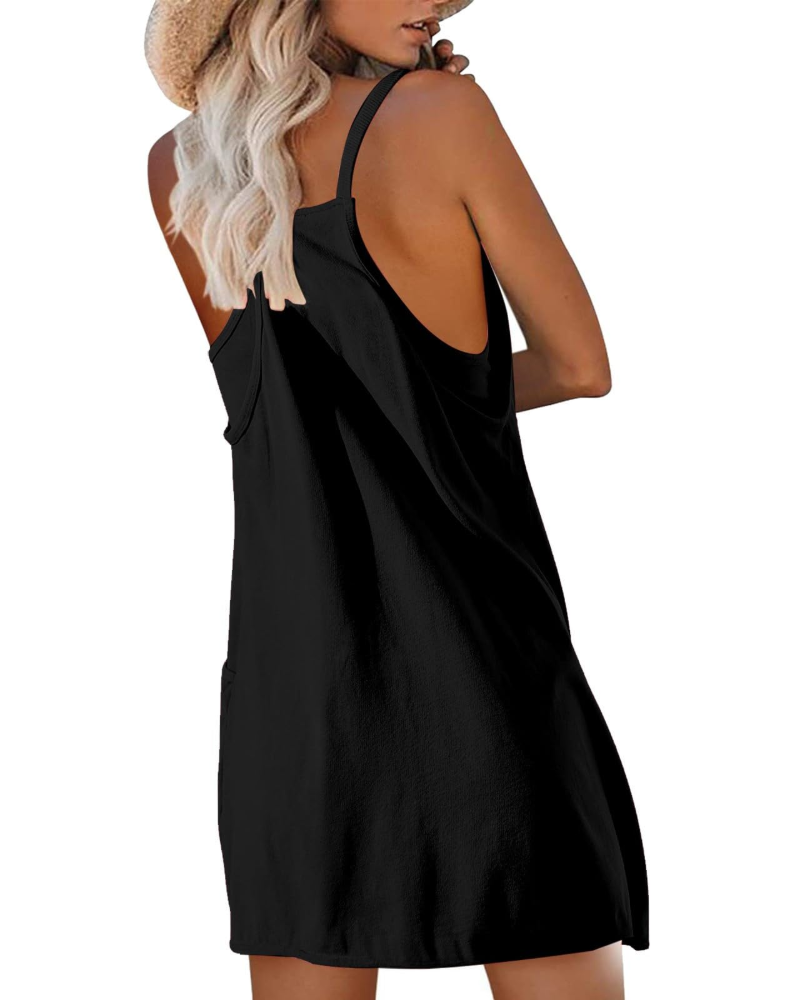 Sienna Vestido deportivo para mujer – pantalones cortos integrados, tirantes finos y bolsillos