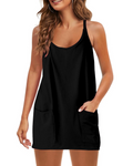 Sienna Vestido deportivo para mujer – pantalones cortos integrados, tirantes finos y bolsillos