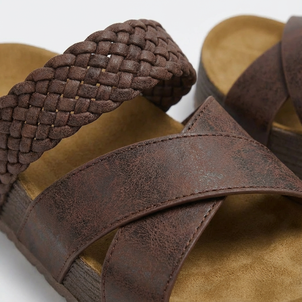 Giulia Sandales Femme Plateforme Boho – Semelle Liège, Bride Tressée Estivale