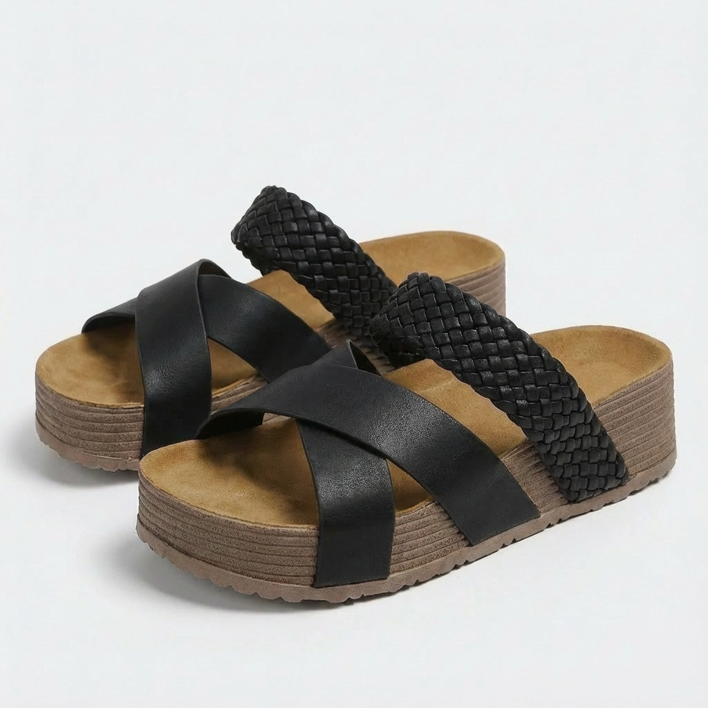 Giulia Sandales Femme Plateforme Boho – Semelle Liège, Bride Tressée Estivale