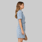 Sopia Robe Femme Denim Taille Haute – Robe avec Lacets et Boutons Casual Chic