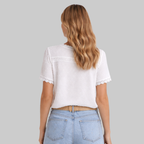 Suri Blouse Femme Coton – Blouse Vintage Dentelle Manches Bouffantes Élégante Légère
