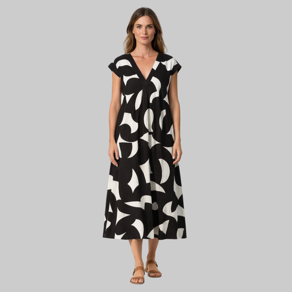 Valeria Robe Femme d'Été – Robe Légère Col V Élégante Imprimé Casual